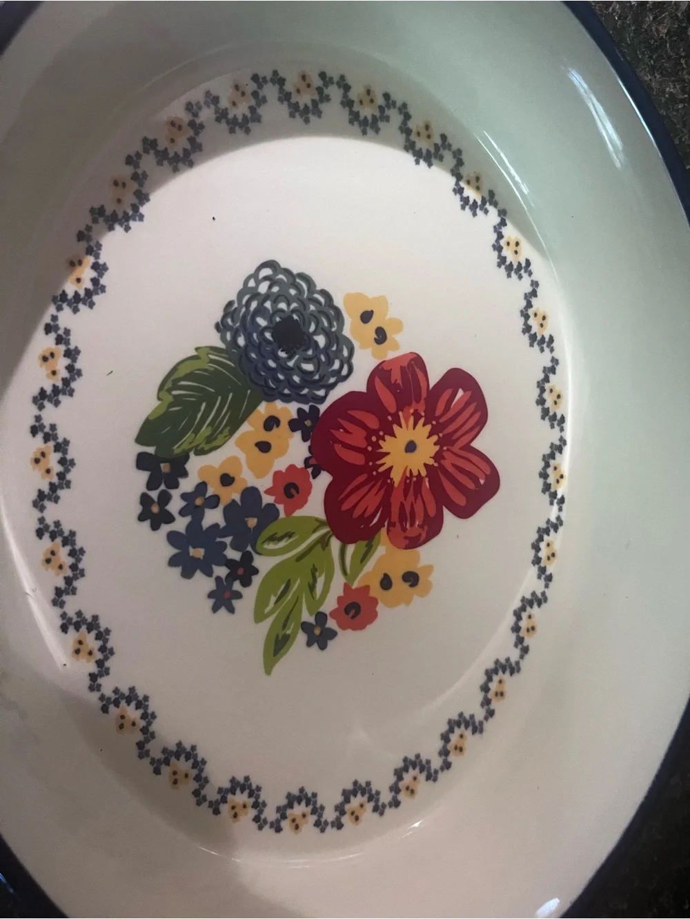 The Pioneer Woman Blue Floral Oval Ceramic Baking Dish